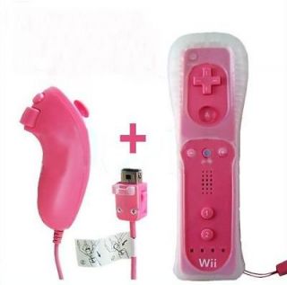   Motion Plus Remote+Nunchuck Game Controller+Case For Nintendo Wii pink