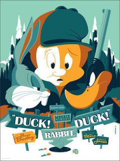   Rabbit Duck Artist Print by Tom Whalen   Signed #d Mondo   Bugs Bunny