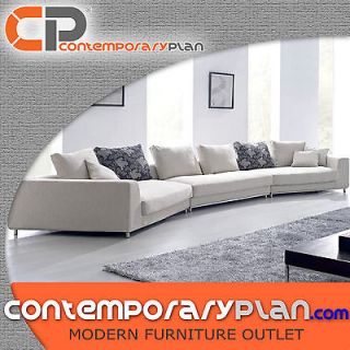Contemporary White Oversized Fabric Sectional Sofa w Pillows Modern 