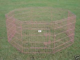   24 Pink Pet Dog Cat Play Exercise Pen Fence w/Case 4P Playpen Crate
