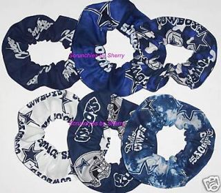Dallas Cowboys Football Navy White Glow Camo Fabric Hair Scrunchies 