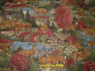 Wildlife Deer Forest Hunting 84x36 Curtain Tiers NEW