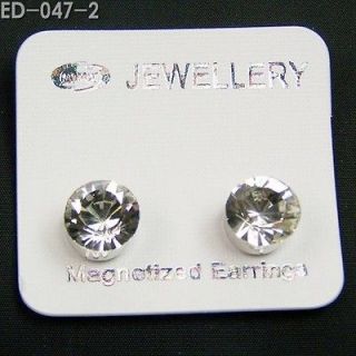WHOLESALE 12 white 4mm MAGNETIC Earrings Studs