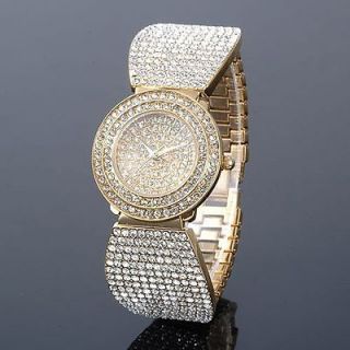 Elegant 18 K gold & all crystals diamond plated Bracelet style ladies 