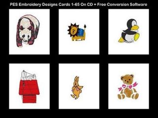 PES Cards Numbers 1 65 Machine Embroidery Designs + Free Conversion 