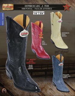 Los Altos J Toe Genuine Ostrich Leg Mens Western Cowboy Boots Diff 