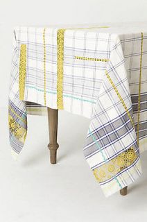   ​* NWT Lace Metzu Tablecloth Yellow Blue Plaid Cotton Kitchen