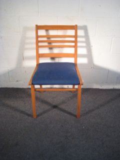 Danish Modern ladder back Wood Arm Chair Blue