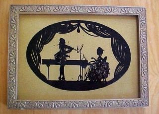 Framed Silhouette Musicians Violin and Harpsichord