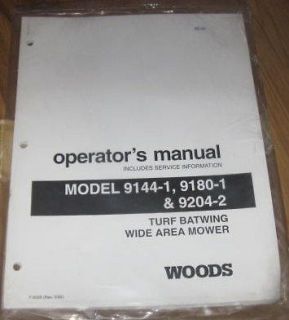 Woods 9144 1 9204 Turf Batwing Mower Operators manual