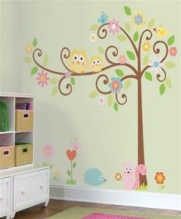 Large Owl Scroll Tree Wall Art Decal Removable Vinyl Stickers Baby 