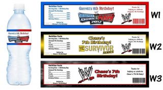 WWE Wrestling ~ Printed Water Bottle Labels ~ Birthday Party Favors 