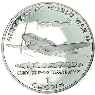 ISLE OF MAN 1 CROWN 1995 UNC AIRCRAFT OF WWII   CURTISS P40 TOMAHAWK