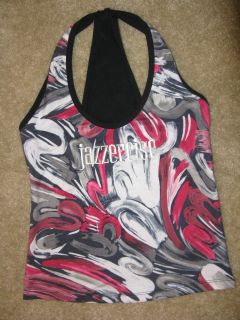 Womens Embroidered Jazzercise, Racerback, Abstract Tank Top W/Built 
