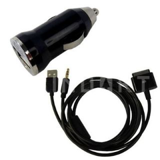 USB Car Charger Adapter+3.5mm Audio Connector Cable for iPod iPhone 3G 