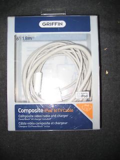 Griffin Composite Apple iPod touch nano to TV Cable 6 foot AC Charger 