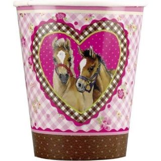   Girls Pink HORSE FRIENDS PARTY CUPS/PLATES/NA​PKINS/BUNTING pony
