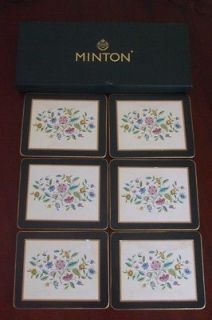 Vintage English Wooden Felt Coaster Set of 6 Minton by Lady Clare 4.25 