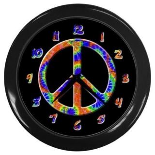 Tie Dye Peace Sign Hippie Black Wall Clock WC04