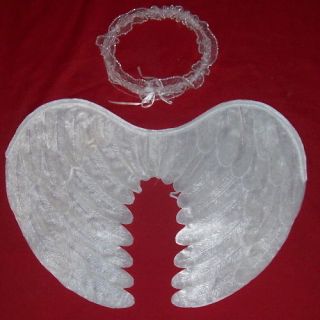 White Velvet Angel Wings 14 and Halo Halloween Christmas Costume 