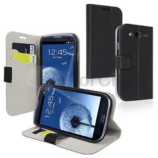 ALL BLACK WALLET POUCH CASE COVER FOR SAMSUNG GALAXY S 3 III S3 PHONE 