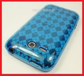 HTC FREESTYLE ATT BLUE CHECKER TPU SKIN SOFT COVER CASE