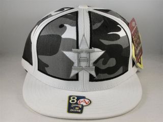 MLB HOUSTON ASTROS AMERICAN NEEDLE CAMO FLAT BILL FITTED HAT CAP SIZE 