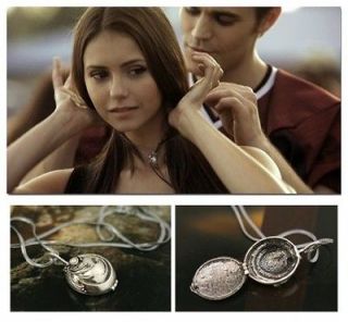 Retro Vampire Diaries Elena Vervain Silver Crystal Charm Box Pendant 