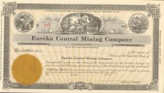 Eureka Central Mining Company Nevada stock certificate
