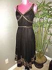 Adrianna Papell Black Silk V neck Beaded Lined Cocktail/Party Dress 4 