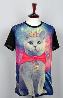 Red Galaxy cat t shirts for women russian blue cat short sleeve loose 