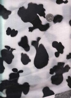 BLACK AND WHITE FAUX COWHIDE FOR COSTUMES OR PILLOWS 1/2 YARD X 36