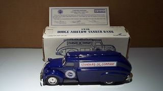 1938 DODGE AIRFLOW TANKER Shell Gas Station Toy Bank, NIB WITH 