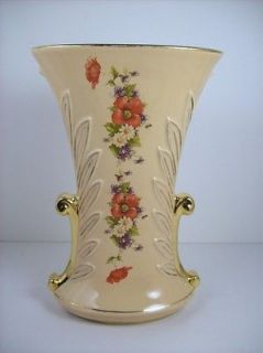 Vintage Abingdon Pottery 10 Floral Decorated Oval Acanthus Leaf Vase 