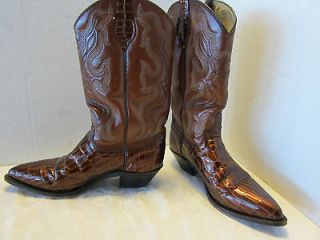 Womens 7M Abilene Boots Brown Leather Cowboy Western Alligator 