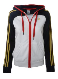 Adidas Womens ClimaLite Cotton 3 Stripe Full Zip Hoody Hooded Jumper 