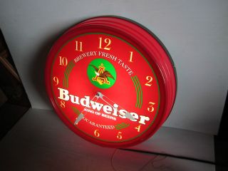 Budweiser King of Beers Large Wall Clock lights up used