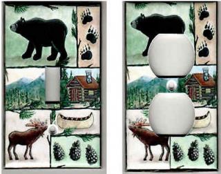 CABIN BEAR MOOSE OUTLET & LIGHT SWITCH PLATE