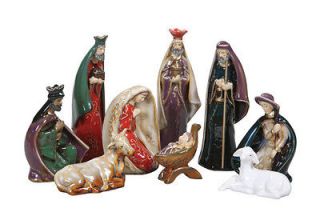 CERAMIC 9pc NATIVITY SCENE CHRISTMAS (MARY,JOSEPH,BABY,ANGEL,WISEMEN 