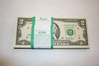   Two) Dollar Bills 10 NOTES in Sequential Order *$20 FACE VALUE