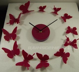 New 3D Art Modern Design DIY 12 Butterfly Time Wall Clock Home Decor 
