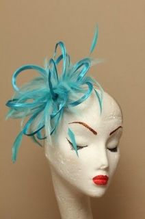 Turquoise & Aqua Fascinator Wedding Hat Choose any colour satin 