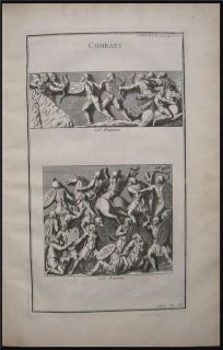 1719 Montfaucon Antique Print Roman German Combat Scene