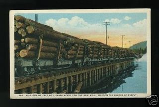 Millions Feet Lumber Ready for Saw Mill Oregon Logging Railroad Cars 