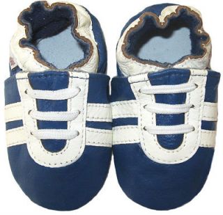 Soft sole leather baby shoes, toddler shoes BLUE SOCCER