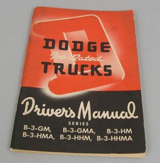   Dodge B 3 GM HM B 3 HHM B 3 HHMA 2 Ton Cab Over Truck Owners Manual