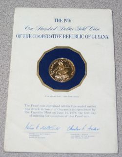 The 1976 One Hundred Dollar Gold Coin of Cooperative Republic of 