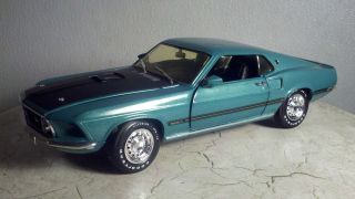 Ertl American Muscle 1969 Mustang Mach 1 Aqua Green 118 DieCast Metal 