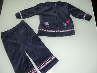Girls Velour Flower Sweater Shirt Top Pants 2 pc Sets Outfit clothes 