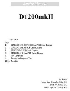 Service / Repair Manual for KORG D1600 MKII / D 1600 Mkii [Paper]